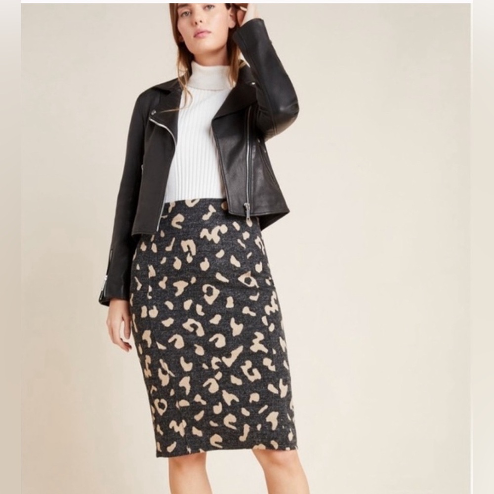 Anthropologie Maeve Delphine Leopard Print Pencil Skirt